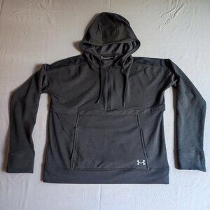 Under Armour active wear hoodie men's size M grey 1/2 zip, kangaroo pocket